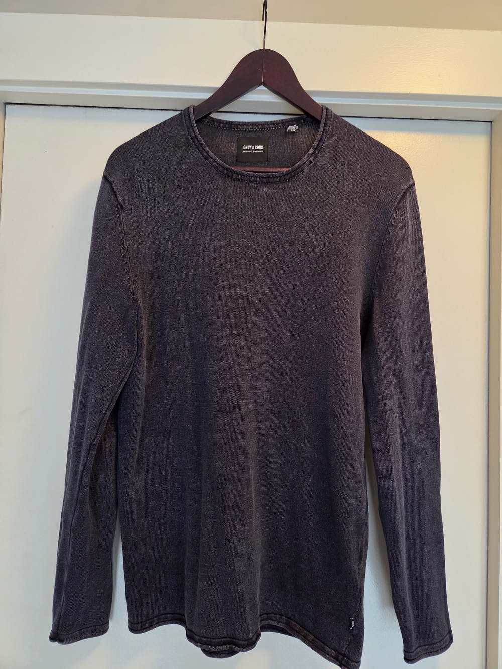 Only & Sons Washed Black Long Sleeve Crewneck